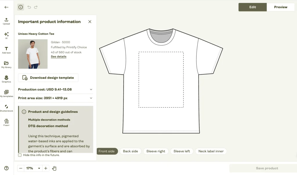 design t-shirt printify